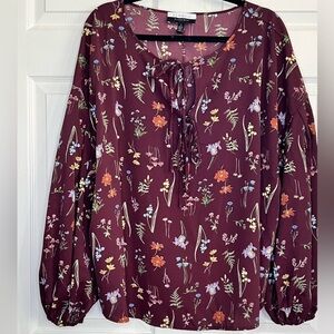 Eloquii Elements Women’s Floral Balloon Sleeve Double Tie Top - Size 22